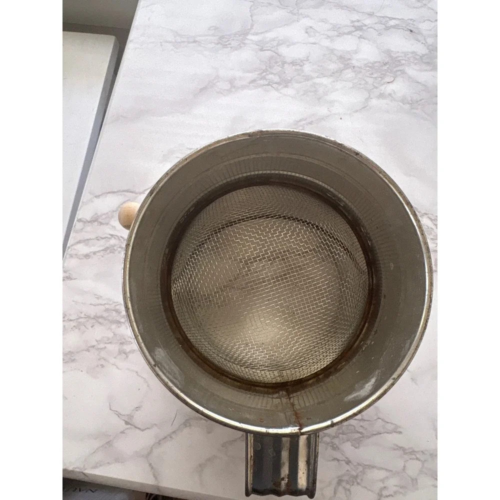 Vintage Good Cook 3 Cup Flour Sifter Stainless Steel Wood Handle Hand Crank